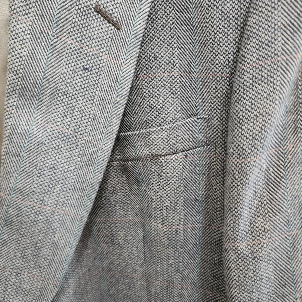 VTG Stafford Gray Herringbone 2 Button Suit Jacket Blazer Size 46L‎ USA MADE